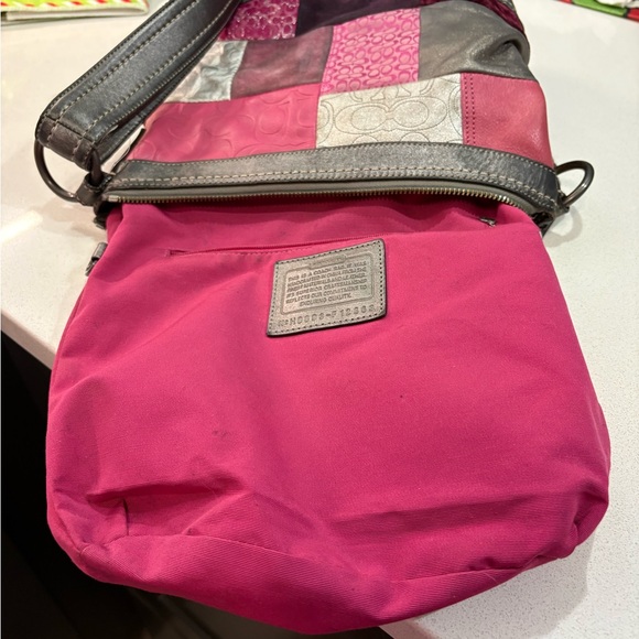 Coach Patchwork Adjustable/Shoulder Bag - Black and Dark Pink - Picture 6 of 7